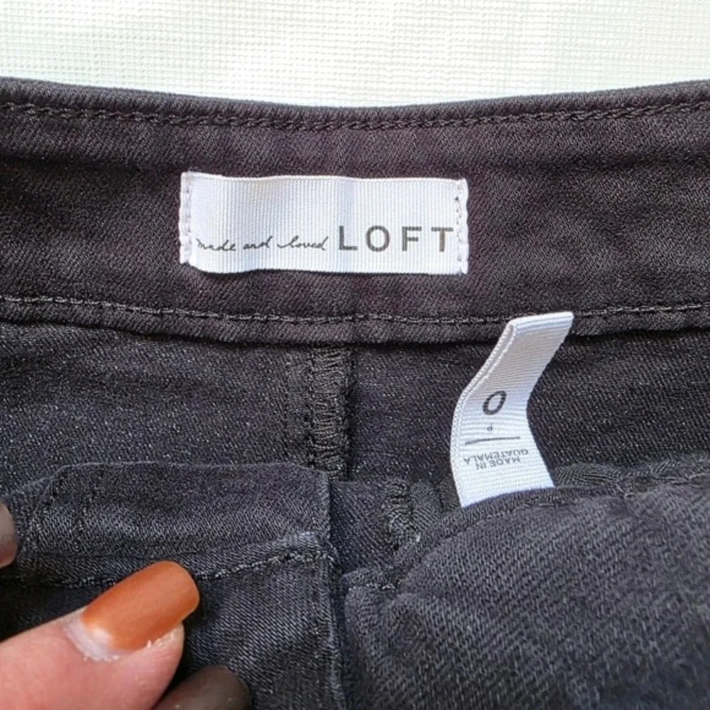 Black Denim Button Front Mini Skirt Womens Size 0 High Waist LOFT Ann Taylor Y2K